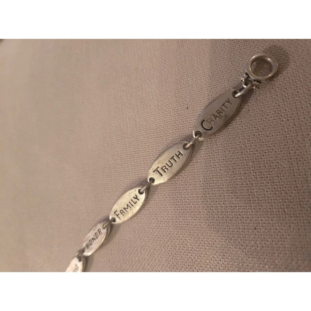 Inspirational Engraved Oval Link Toggle Bracelet Silver Courage Love Family